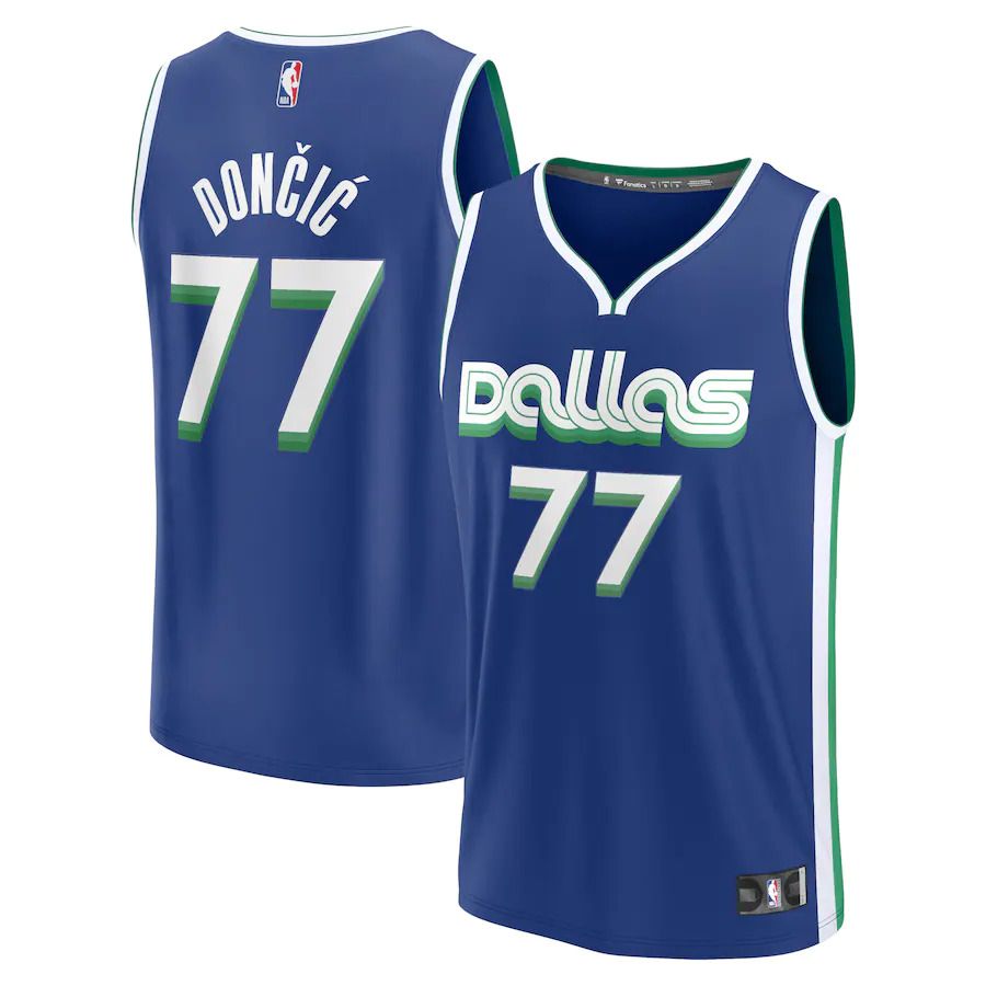 Men Dallas Mavericks #77 Luka Doncic Fanatics Branded Blue City Edition 2022-23 Fastbreak NBA Jersey->denver nuggets->NBA Jersey